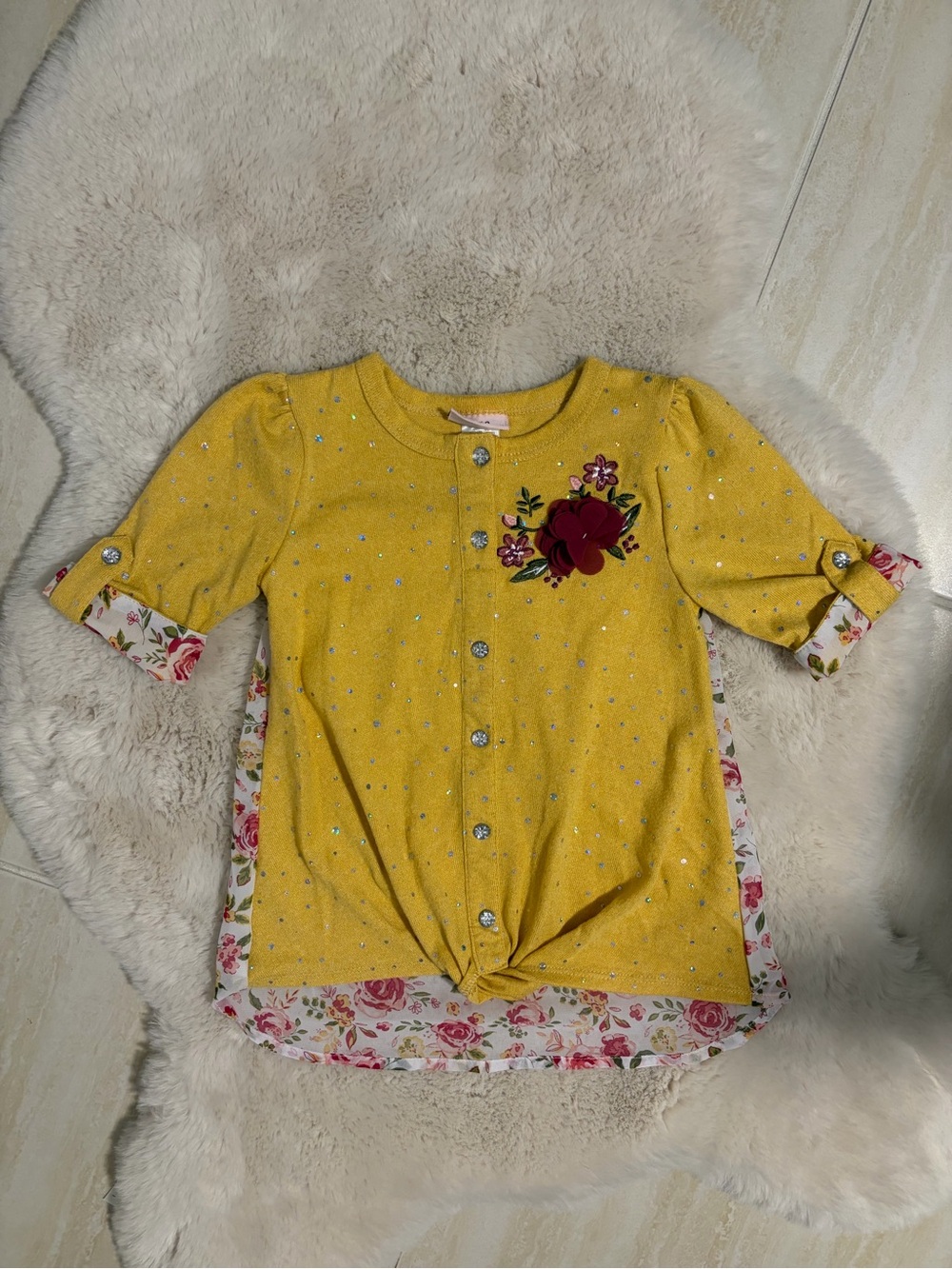 Kids’ Button-Front Top with Floral Back - Size 5